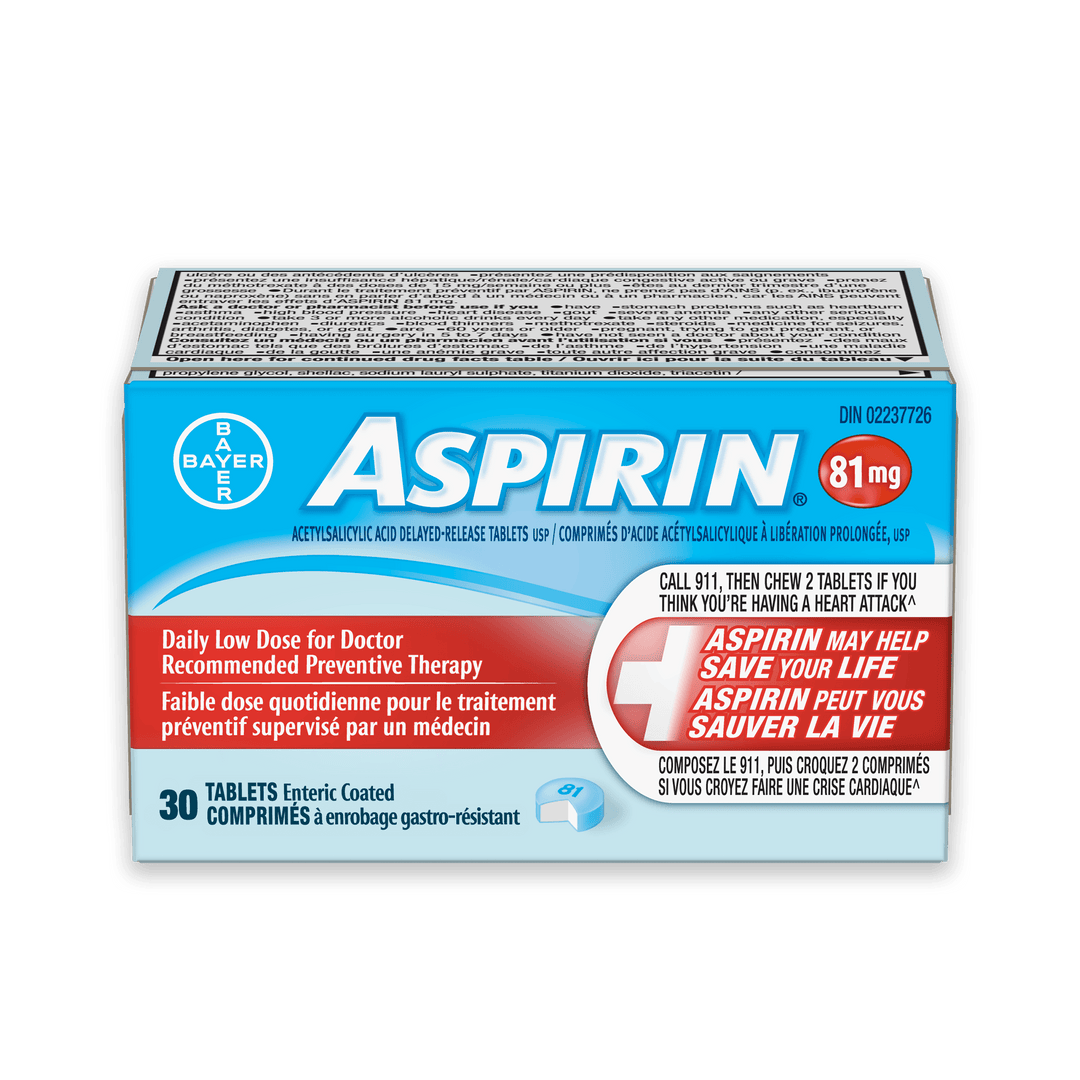 ASPIRIN 81MG Enteric Coated Daily Low Dose - 30 TABLETS