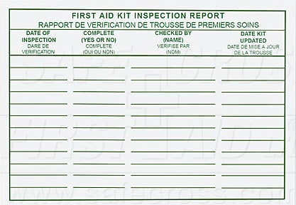 FIRST AID INSPECTION CARDS