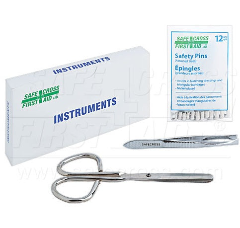 Instruments Kit - scissors, splinter forceps and safety pins