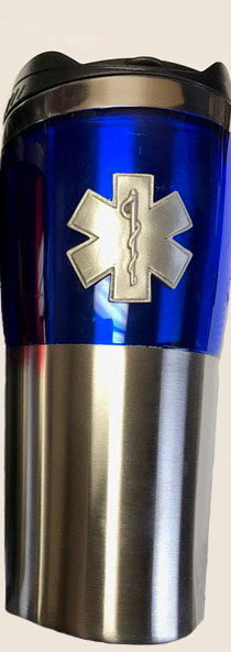 Stainless Steel Two Tone Travel Mug with Pewter Crest