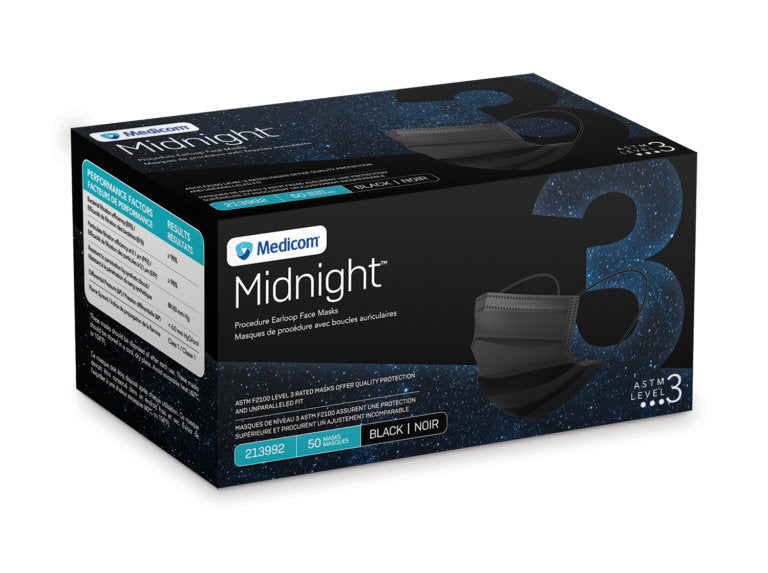 Midnight Level 3 Face Mask - Black 50 / Box 