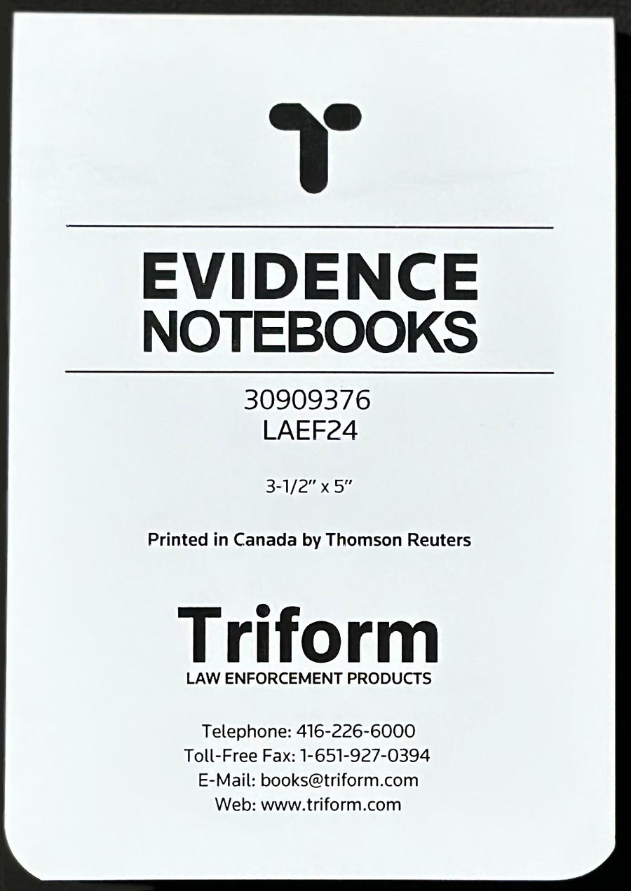 Single Evidence Triform Notebook Canada forensic evidence documentation notebook