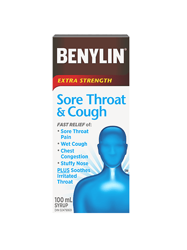 Benylin Extra Strength Sore Throat & Cough - 100ml short expiry 02/26 - Sands Canada