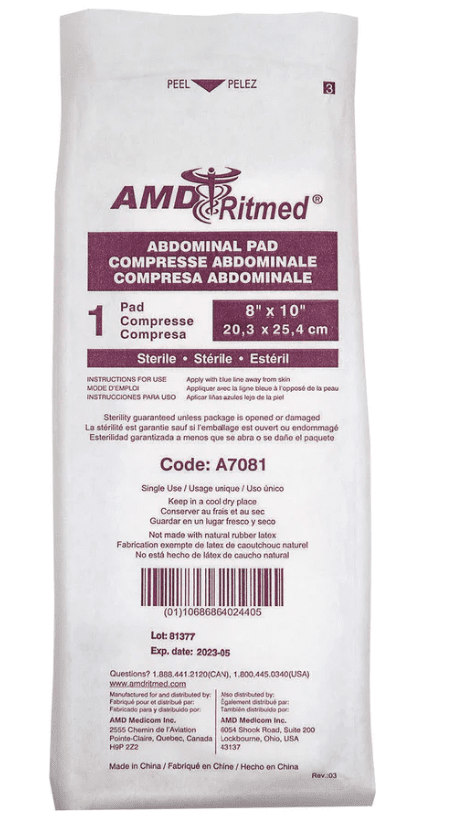 Gauze Pads Sterile Abdominal 8" x 10" - Sands Canada