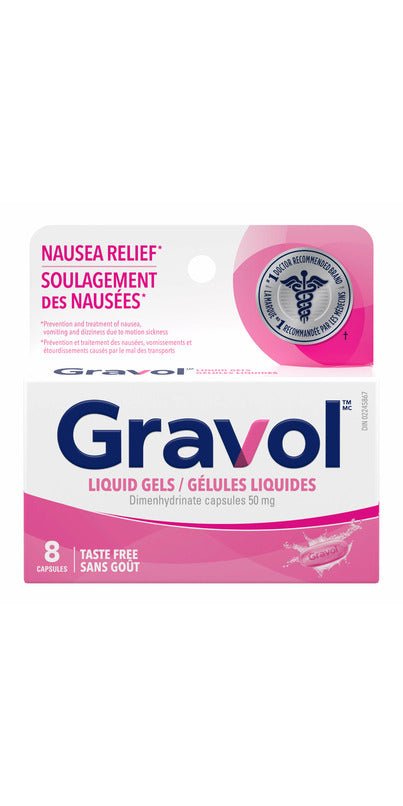 Gravol Liquidgel Convenience Pack - 8 short expiry 04/26 - Sands Canada