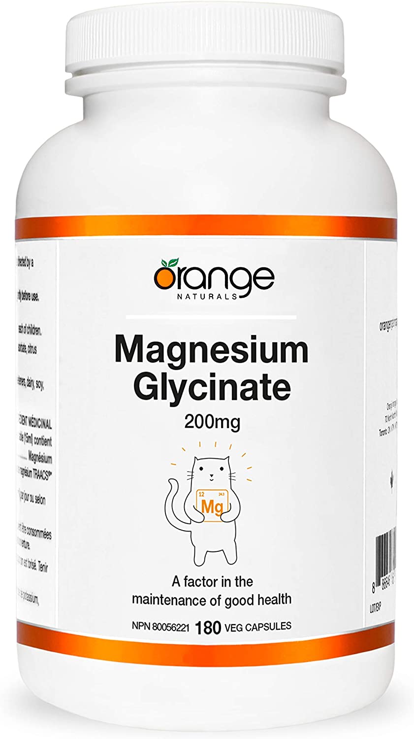 Orange Naturals Magnesium Glycinate 200mg - 180 capsules - Sands Canada