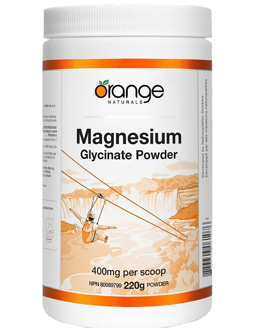 Orange Naturals Magnesium Glycinate Powder - 400mg - Sands Canada