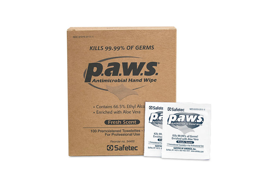 PAWS Antimicrobial Hand Wipes Sanitizer - 5" x 8"