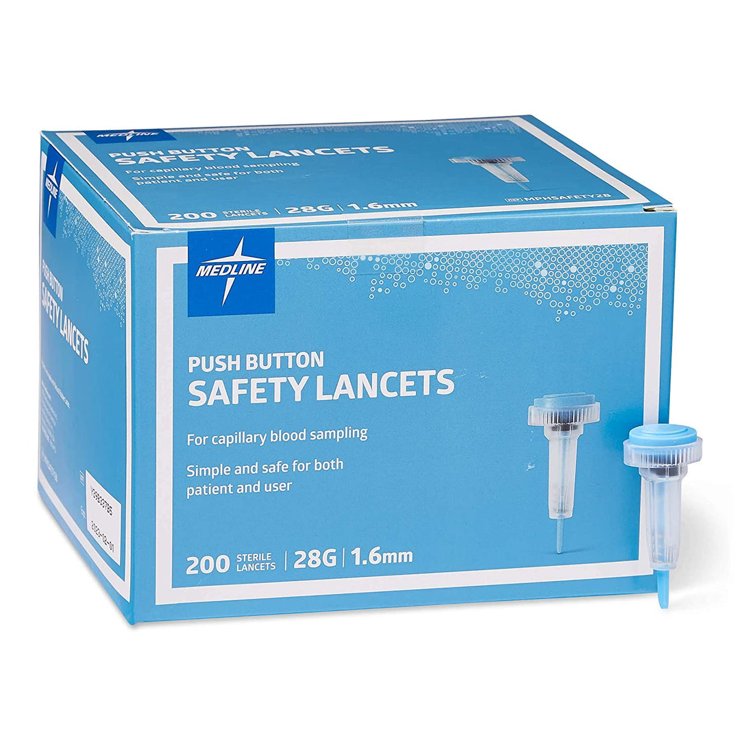 Push Button Safety Lancets 28G x 1.6mm - 200 / box - Sands Canada