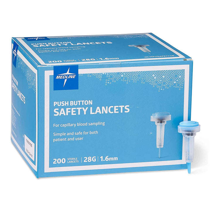 Push Button Safety Lancets 28G x 1.6mm - 200 / box - Sands Canada