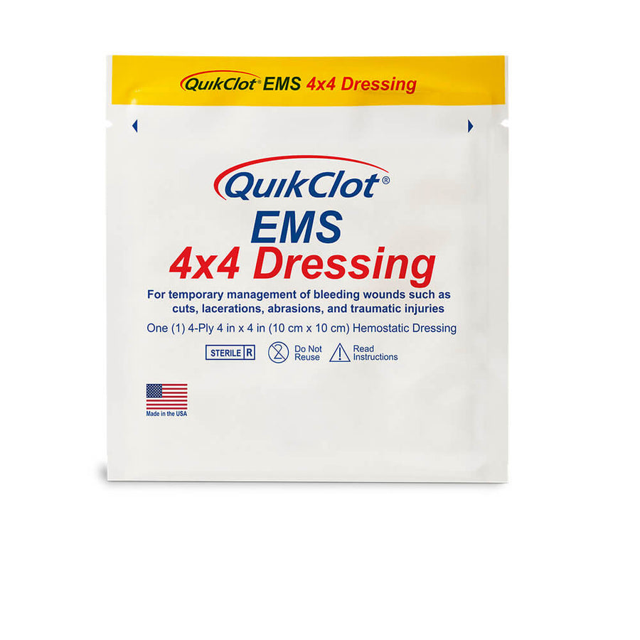 QuikClot EMS 4x4 Hemostatic Dressing 