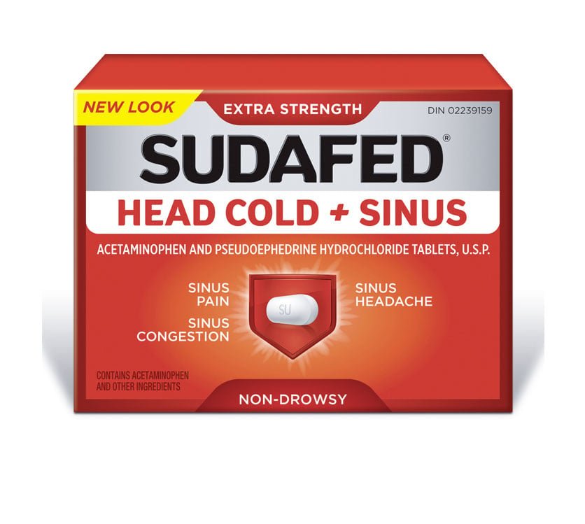 Sudafed Head Cold and Sinus - 12 caplets - Sands Canada