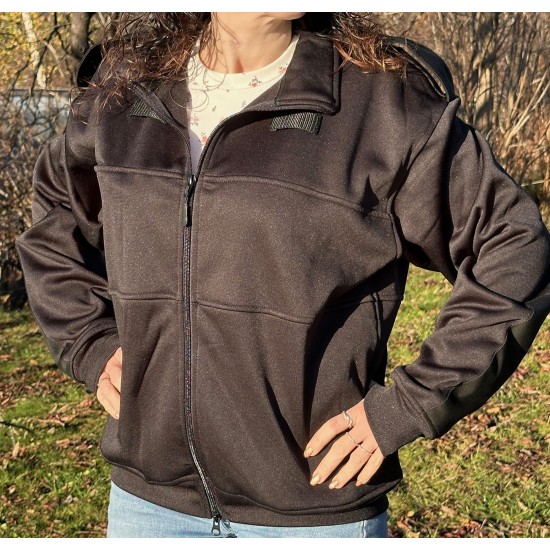 Black Solid Fleece Jacket